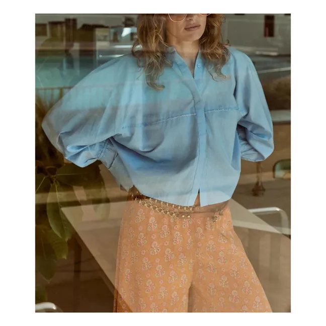 Blouse Soon Popeline de Coton | Bleu ciel