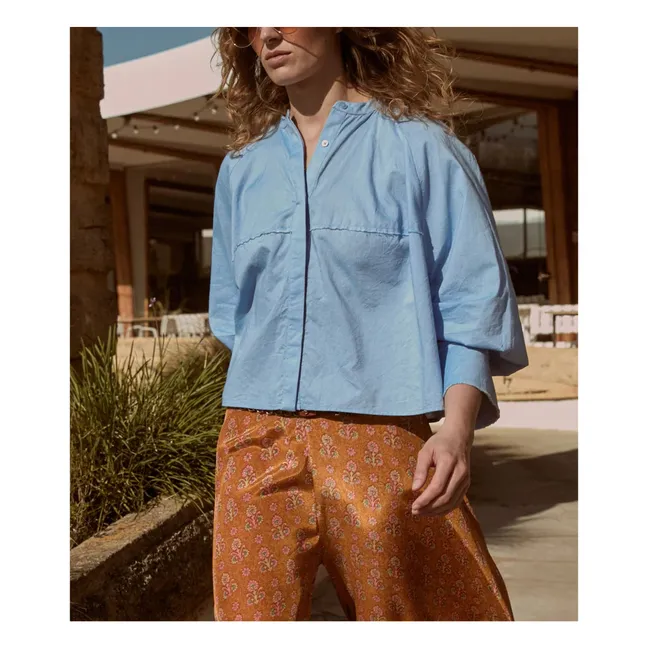 Blouse Soon Popeline de Coton | Bleu ciel