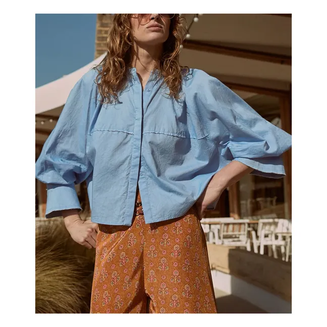 Blouse Soon Popeline de Coton | Bleu ciel