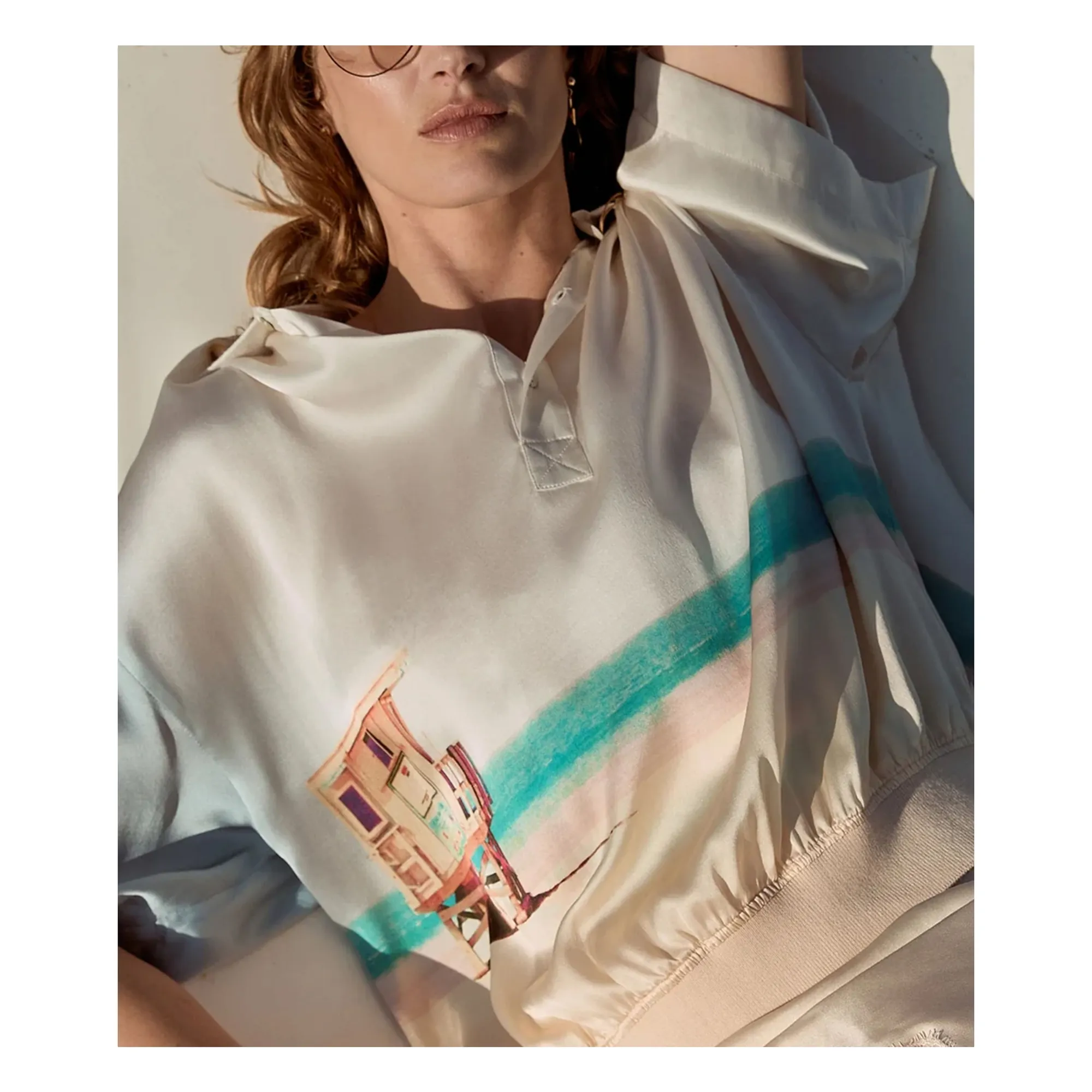 Blouse Malden Soie | Bleu- Image produit n°3