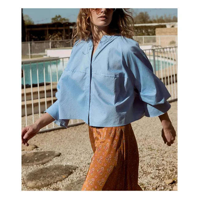 Blouse Soon Popeline de Coton | Bleu ciel