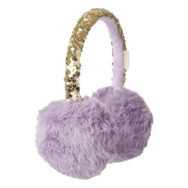 Cache-Oreille Fluffy Sequins | 	Lilas