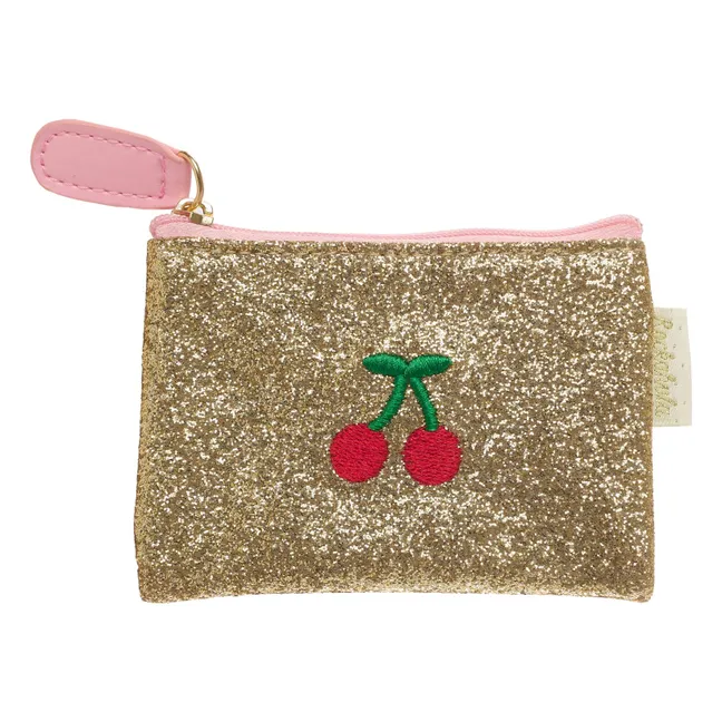 Porte Monnaie Cerises Pailleté | Doré
