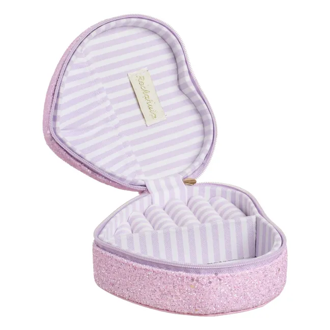 Enchanting Glittery Heart Jewelry Box | Lilac