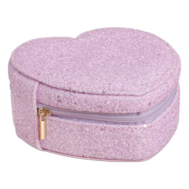 Enchanting Glittery Heart Jewelry Box | Lilac