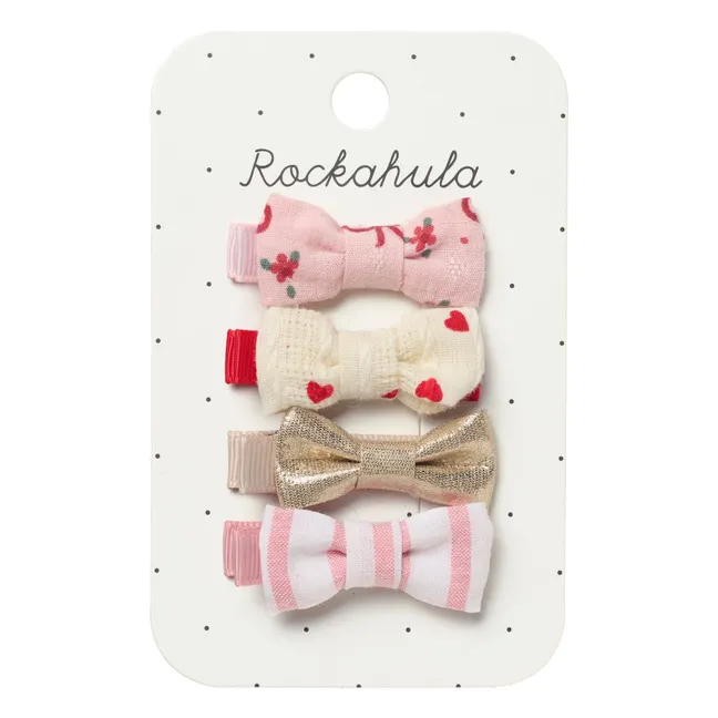 Lot de 4 Minis Barrettes Nœud | Rose