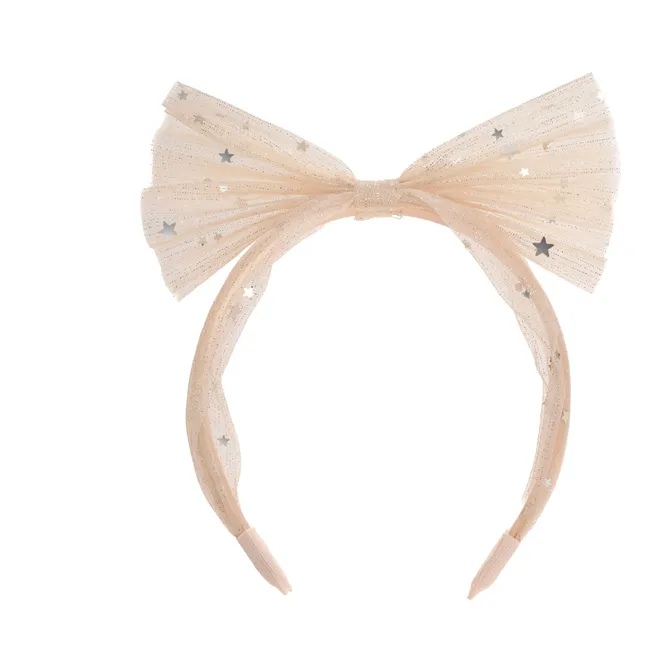 Serre-tête Nœud Tulle Scintillant | Rose pâle
