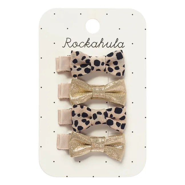 Lot de 4 Minis Barrettes Nœuds Léopard | Beige