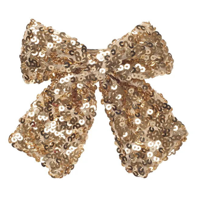 Barrette Nœud Sequins | Doré