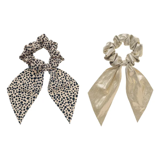 Lot de 2 Chouchous Foulards Léopard | Beige