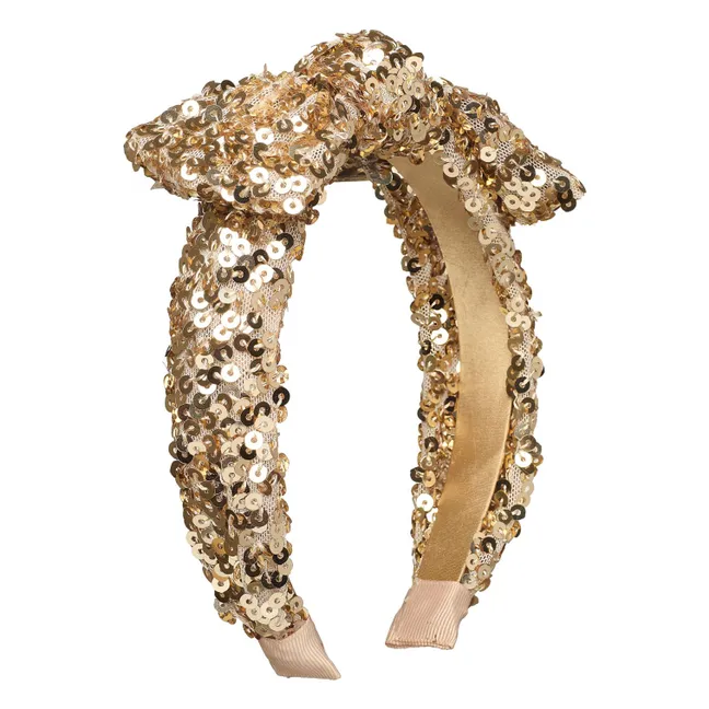 Serre-tête Nœud Sequins | Doré