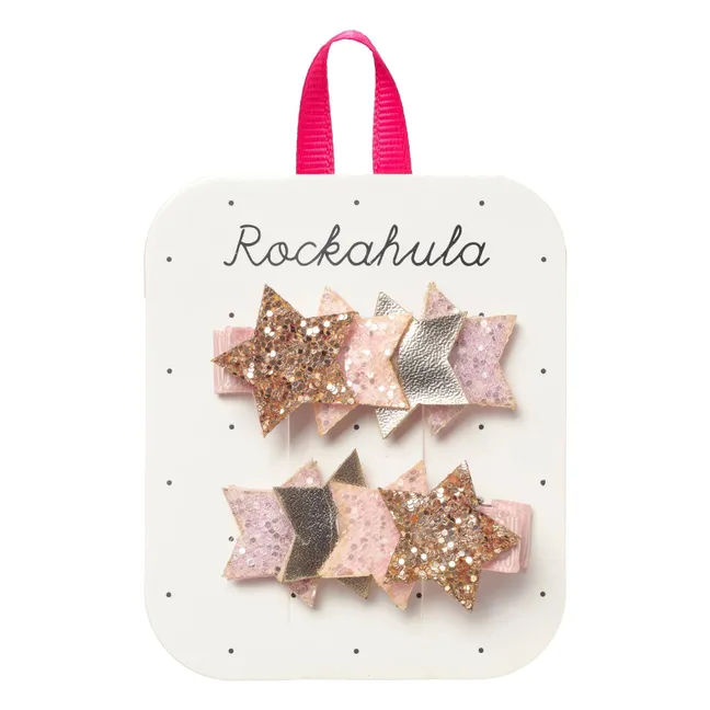 Lot de 2 Barrettes Etoiles Scintillantes | Rose