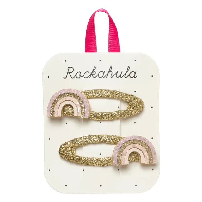 Lot de 2 Barrettes Arc-en-ciel | Doré