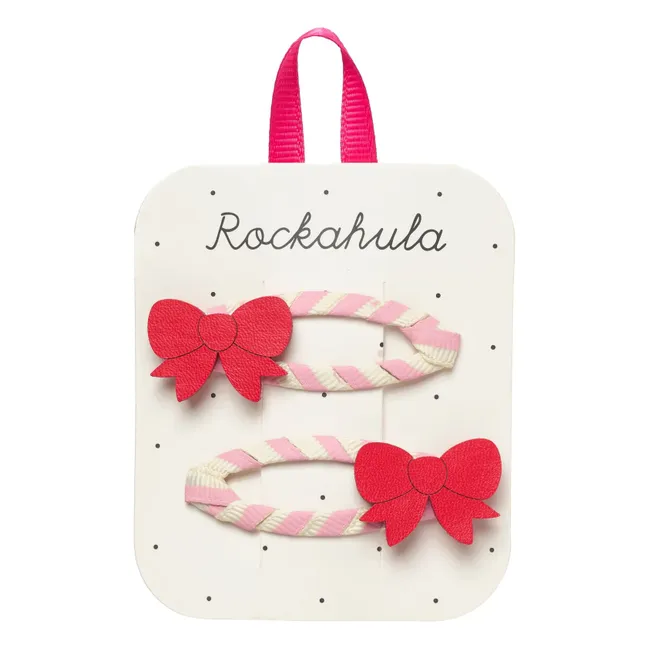 Lot de 2 Barrettes Nœud Rayées | Rouge