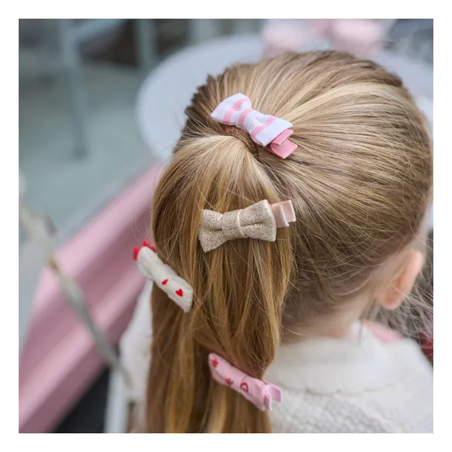Lot de 4 Minis Barrettes Nœud | Rose