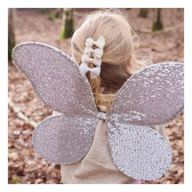 Lot de 4 Minis Barrettes Nœud Tulle Scintillant | Rose