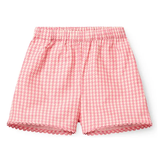 Pied de Poule Organic Cotton Top and Shorts Set | Candy pink