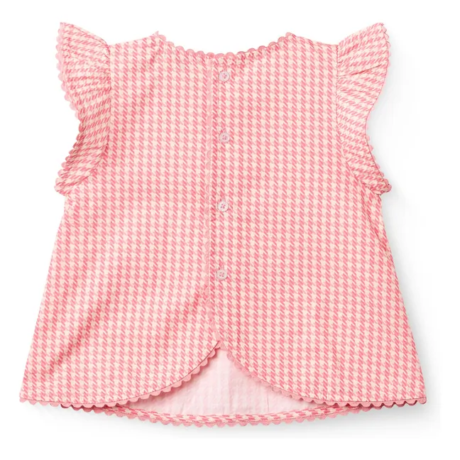 Pied de Poule Organic Cotton Top and Shorts Set | Candy pink