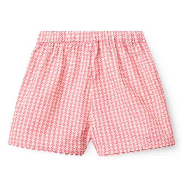 Conjunto de top y pantalón corto de algodón ecológico Pied de Poule | Rosa Bombón