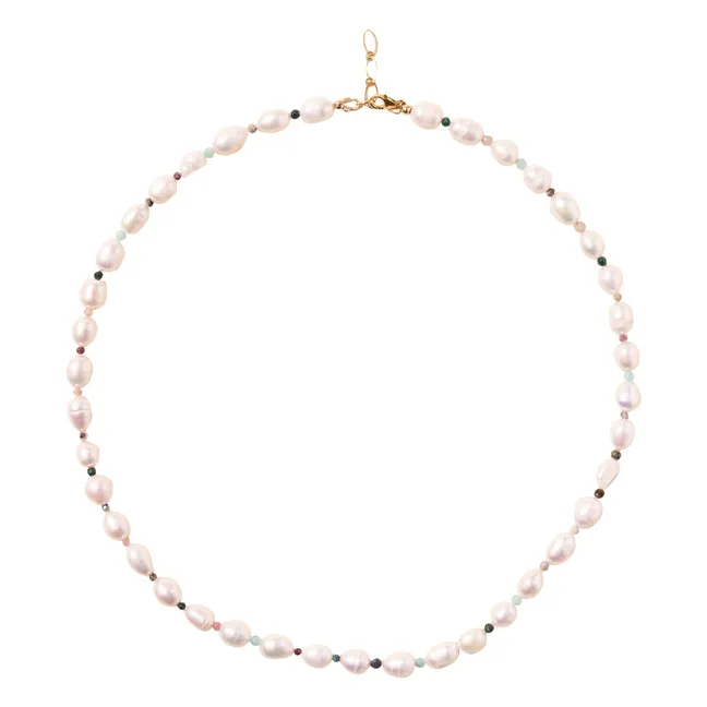 Mother-of-Pearl Tourmaline Anklet | White