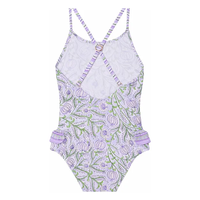 Traje de baño de 1 pieza Poppy Floral Fibras recicladas | Lila
