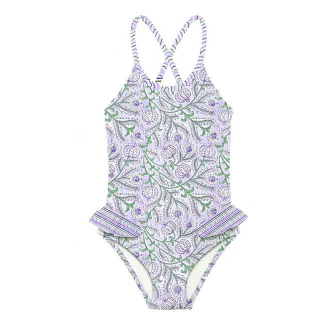 Maillot de Bain 1 Pièce Poppy Fleuri Fibres Recyclées | Lilas