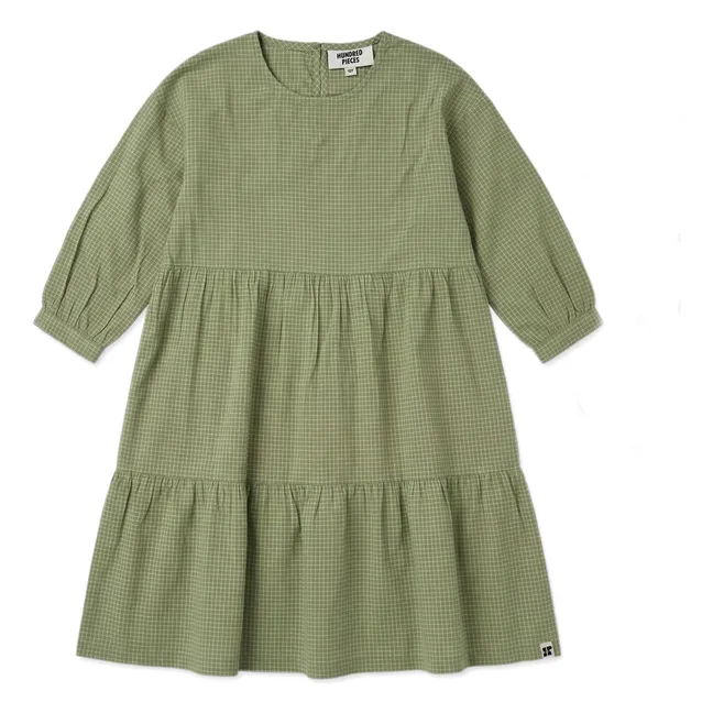 Robe Naya Carreaux | Vert amande