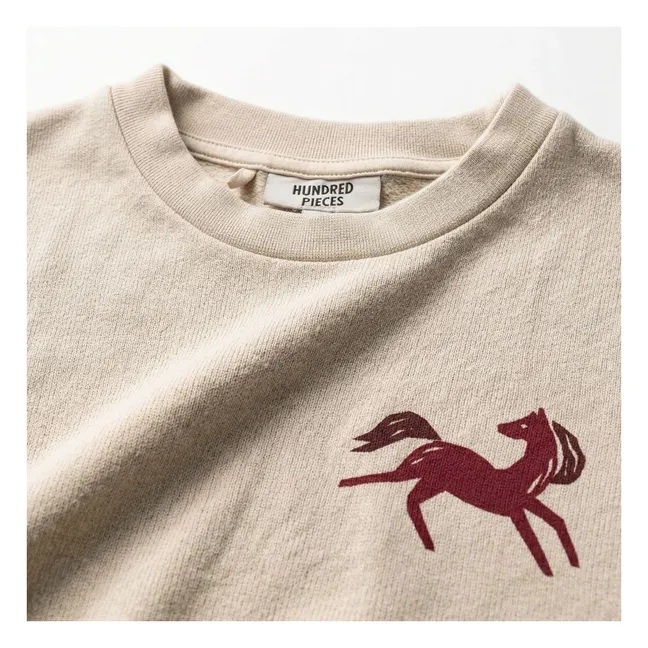 Inaya Horse Organic Cotton Sleeveless Sweatshirt | Cream