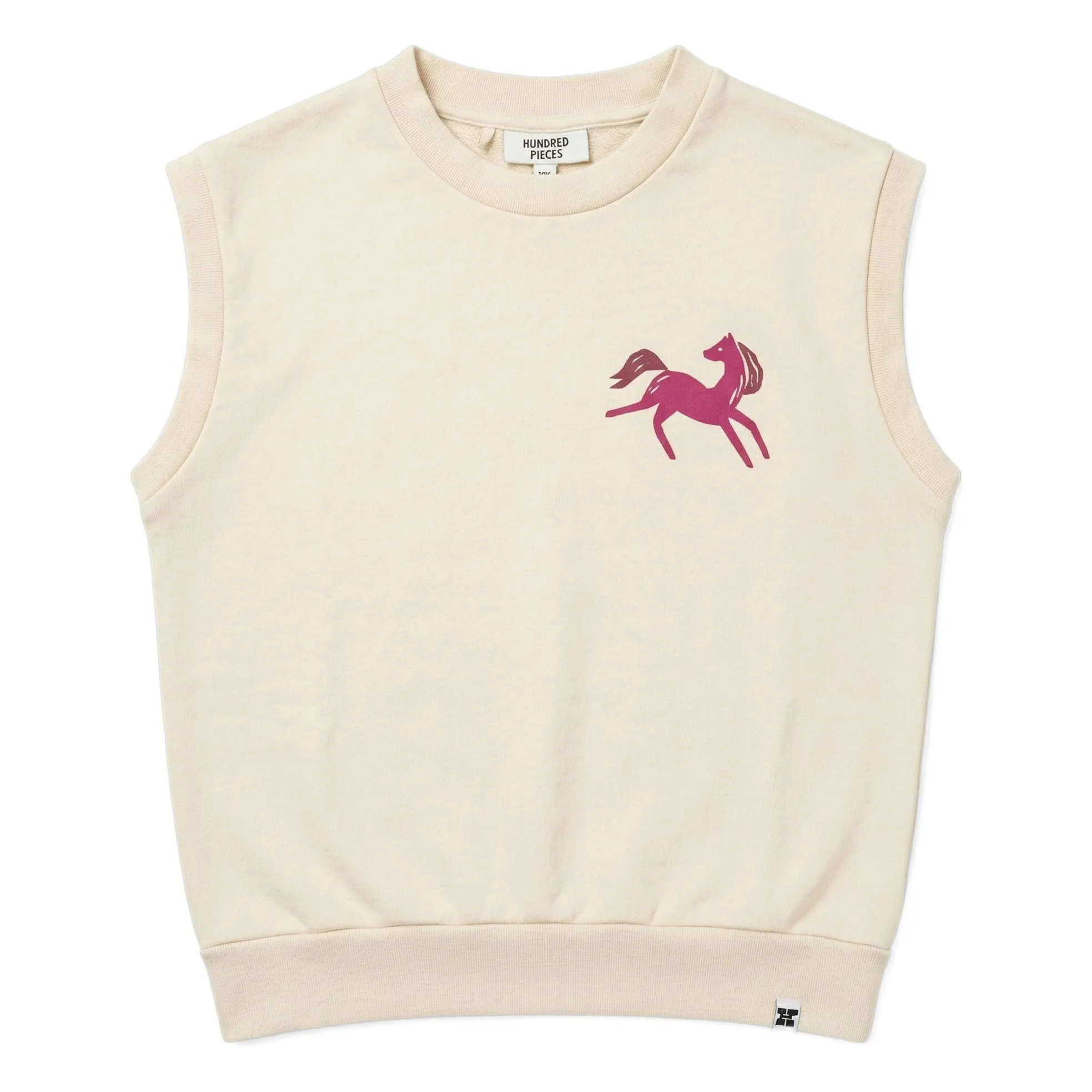 Hundred Pieces Cream Inaya Horse Organic Cotton Sleeveless Sweatshirt