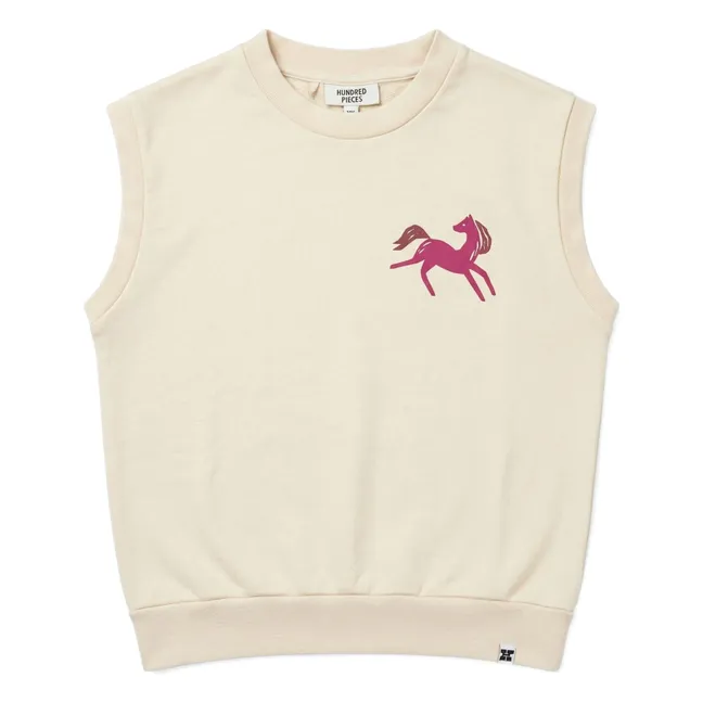 Sudadera sin mangas de algodón ecológico Inaya Horse | Crema