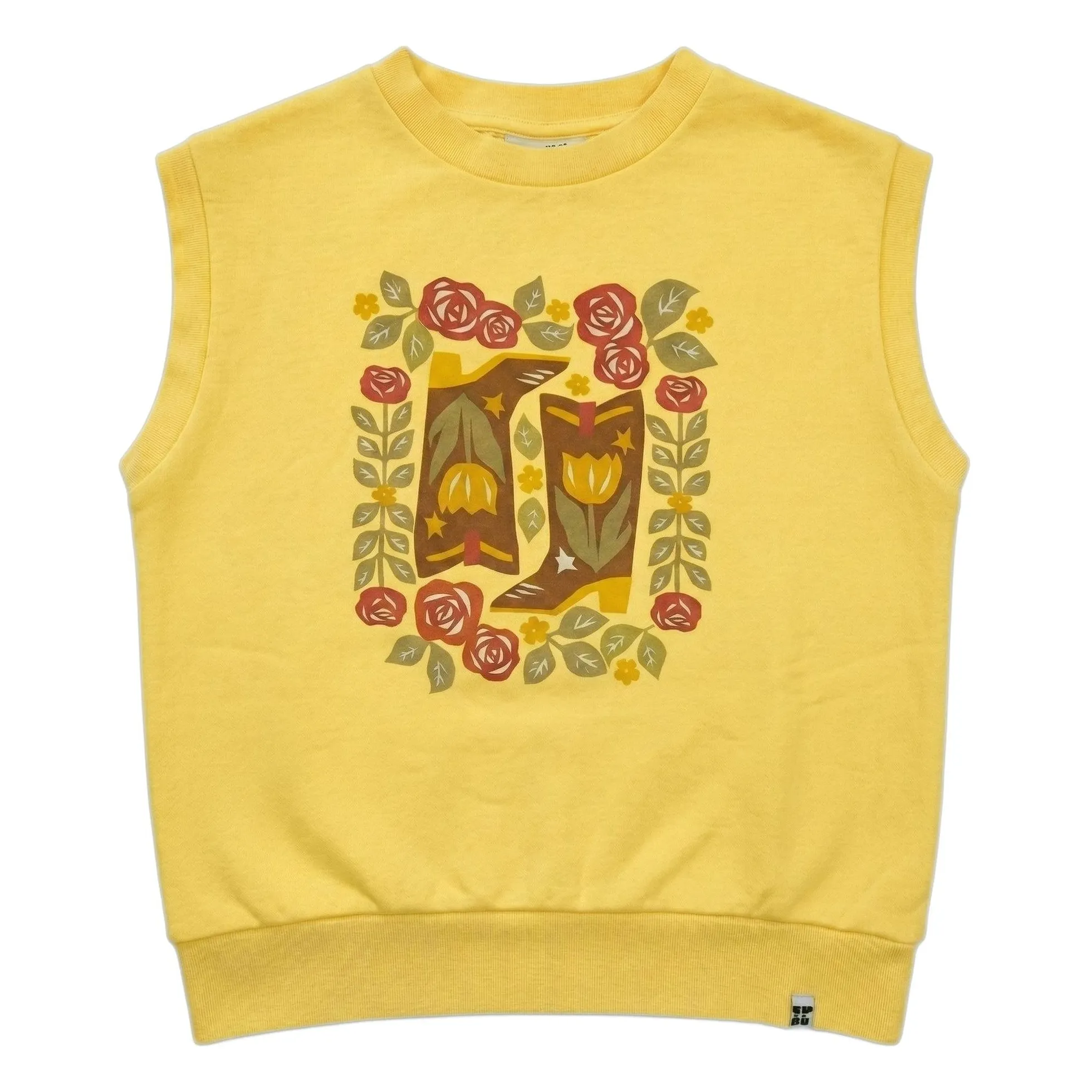 Hundred Pieces Pale Yellow Inaya Floral Organic Cotton Sleeveless Sweatshirt