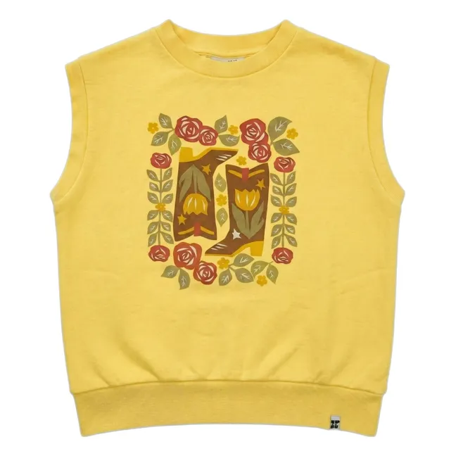 Sweat Sans Manches Inaya Fleuri Coton Bio | Jaune pâle