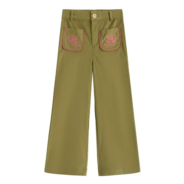 Serena Embroidered Pocket Pants | Olive