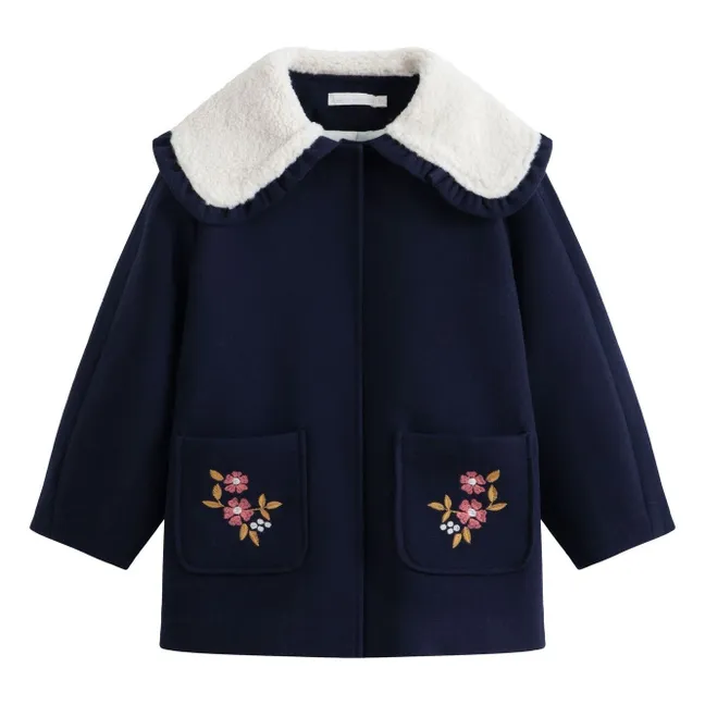 Manteau Brodé Nancy | Bleu marine