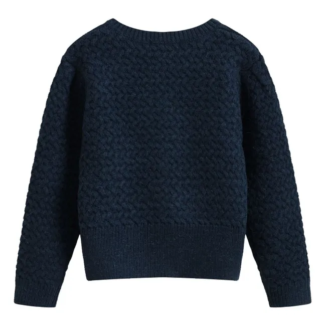 Stefania Embroidered Sweater | Navy blue