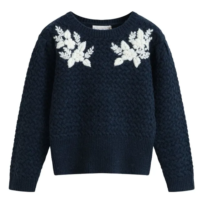 Stefania Embroidered Sweater | Navy blue