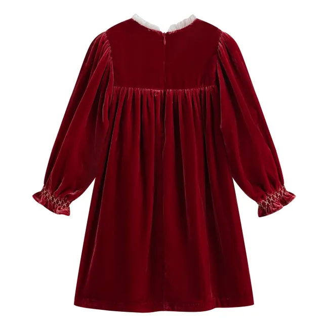 Robe Smockée Silvia Velours | Rouge