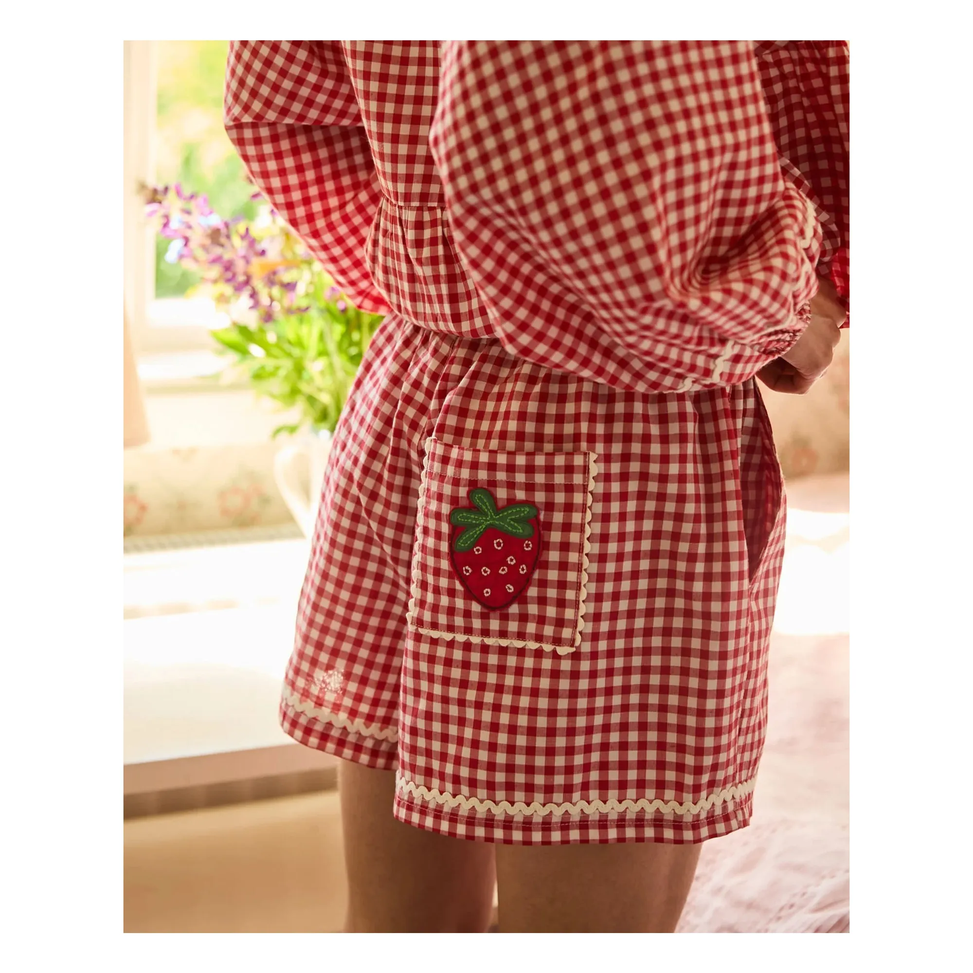 Short Carreaux Bobbie | Rouge- Image produit n°2