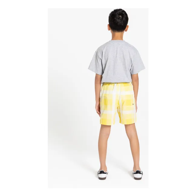 Short de Bain Freeboy Carreaux | Jaune pâle