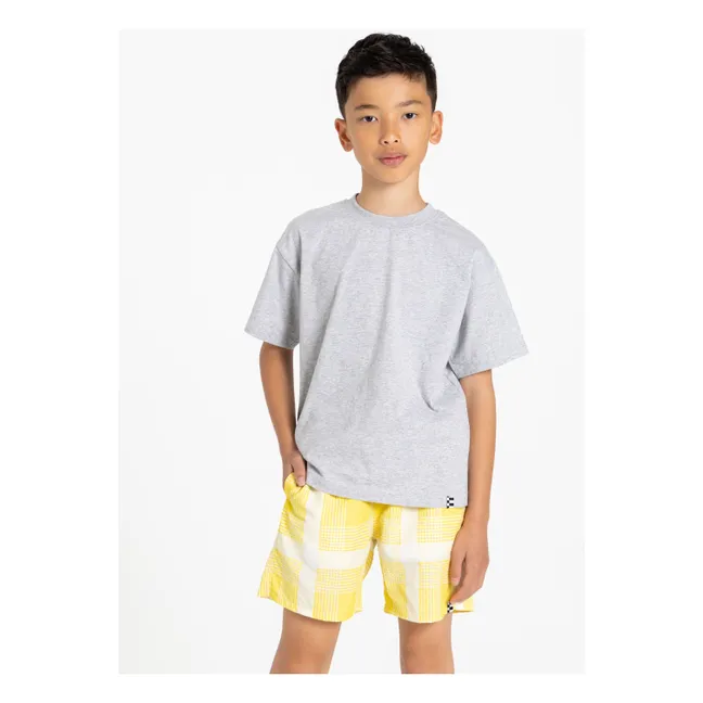 Short de Bain Freeboy Carreaux | Jaune pâle