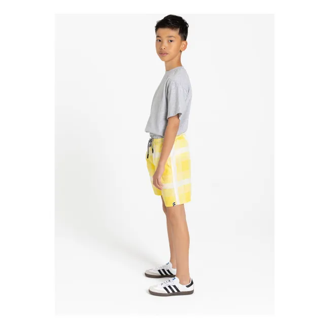 Short de Bain Freeboy Carreaux | Jaune pâle