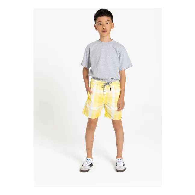 Short de Bain Freeboy Carreaux | Jaune pâle