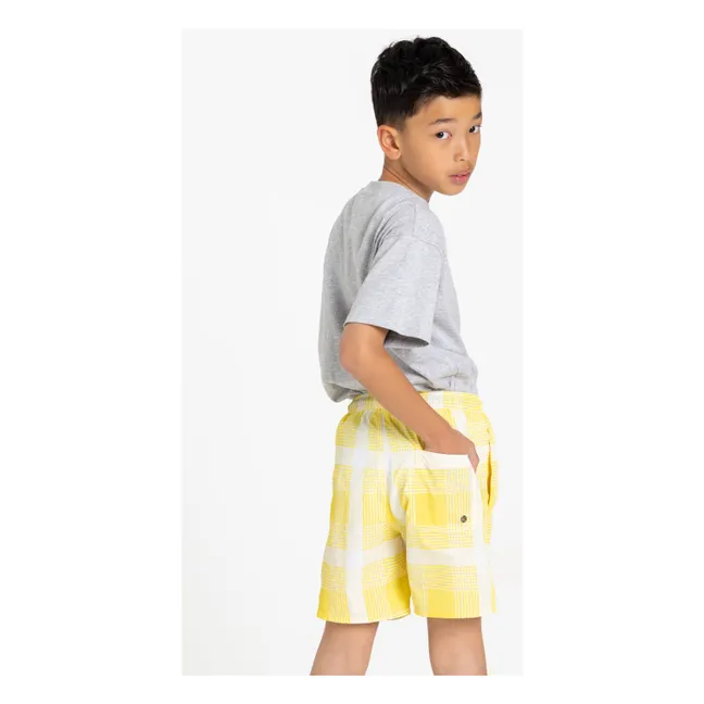 Short de Bain Freeboy Carreaux | Jaune pâle