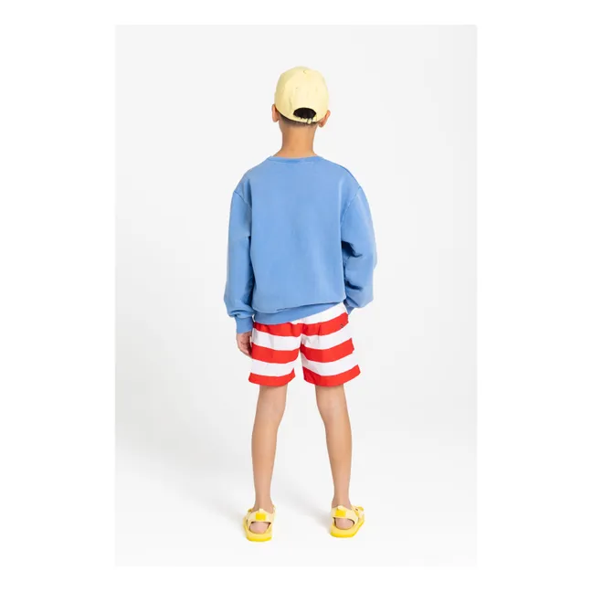 Short de Bain Archie Rayé | Rouge foncé