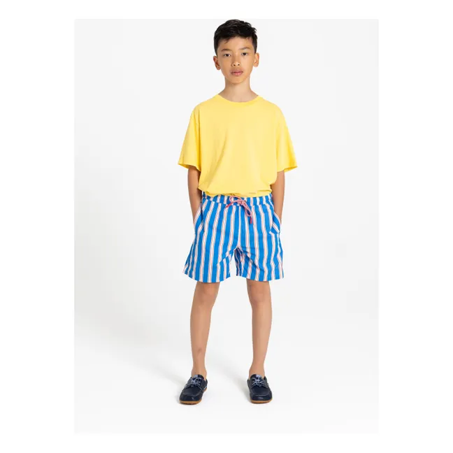 Short de Bain Archie Rayé | Bleu électrique