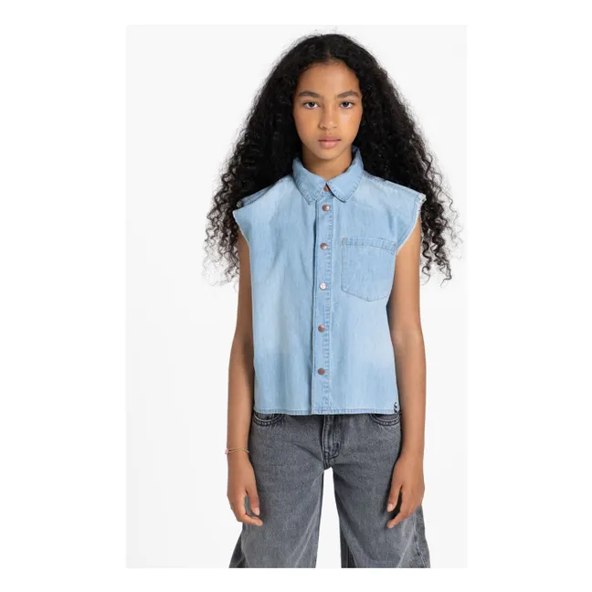 Chemise Sans Manches Denim Ella | Gris