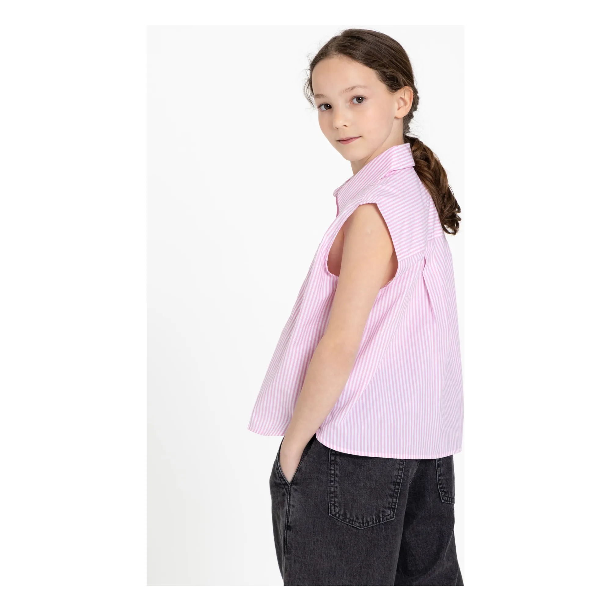 Chemise Sans Manches Ella Rayée | Rose pâle- Image produit n°8
