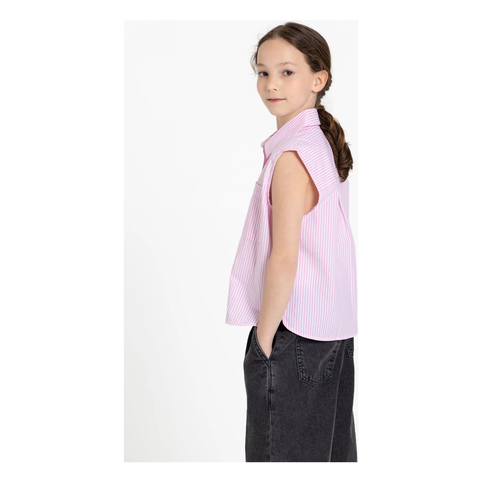 Chemise Sans Manches Ella Rayée | Rose pâle- Image produit n°2