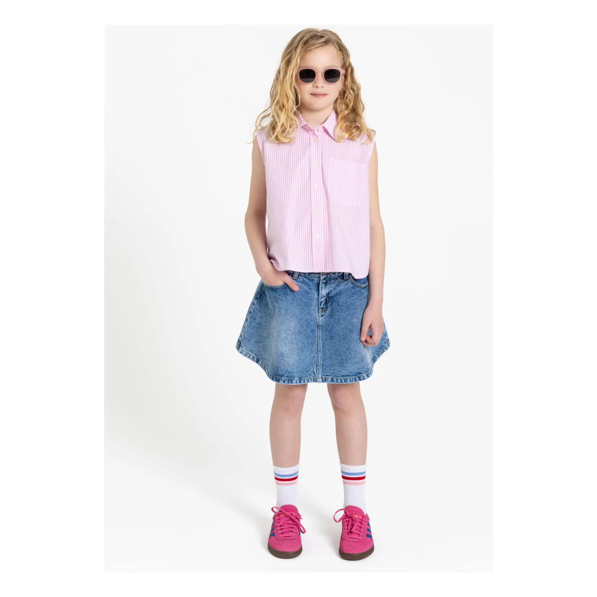 Chemise Sans Manches Ella Rayée | Rose pâle- Image produit n°10