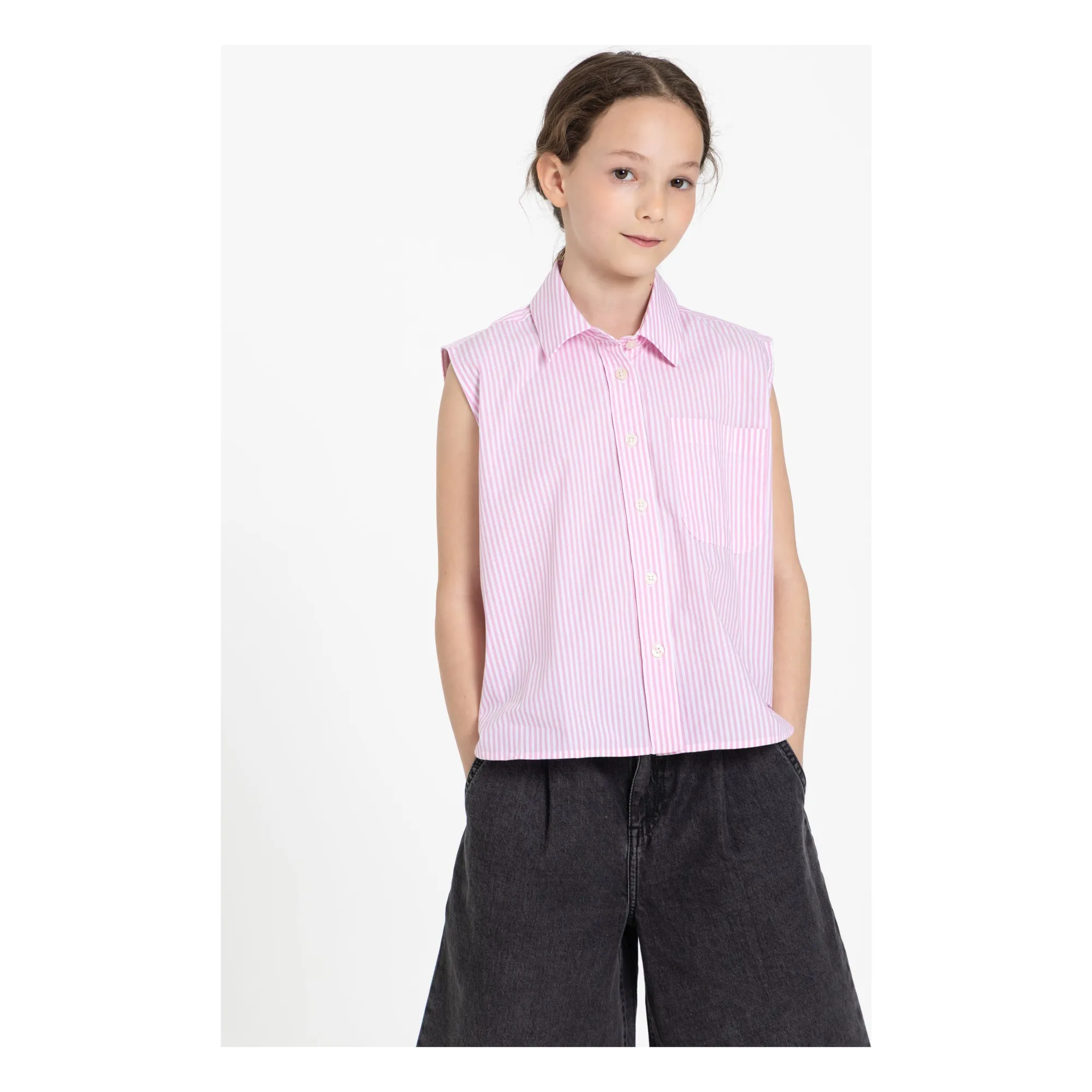Chemise Sans Manches Ella Rayée | Rose pâle- Image produit n°1